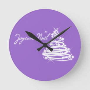 Reloj Redondo Mediano Joyeux Noël con árbol de Navidad