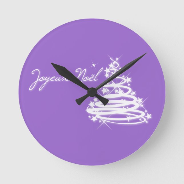 Reloj Redondo Mediano Joyeux Noël con árbol de Navidad (Anverso)