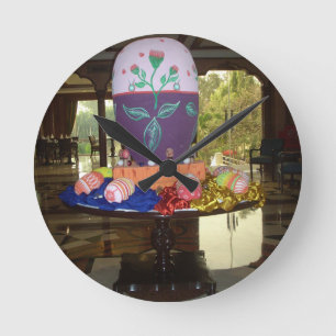 Reloj Redondo Mediano Joyful Festive Springtime Easter Colorido Huevos A