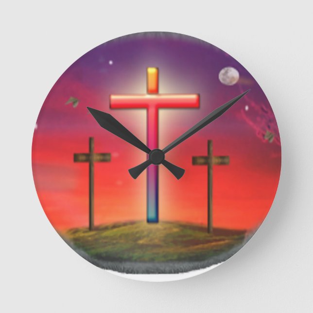Reloj Redondo Mediano Juan 3:16 Jesús te ama (Anverso)