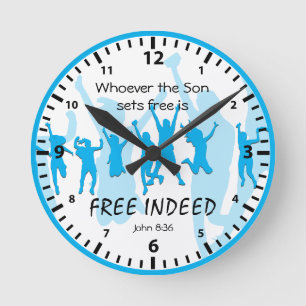Reloj Redondo Mediano Juan 8:36 Si el hijo te pone Azul DE HECHO LIB