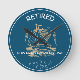 Reloj Redondo Mediano Jubilados Viviendo En Tiempo De Navegación Azul M