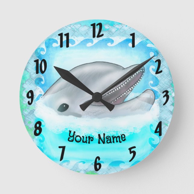 Reloj Redondo Mediano Juego de delfines (Anverso)