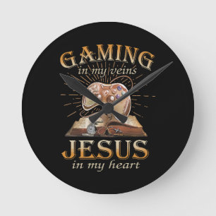 Reloj Redondo Mediano Juegos en mis venas, Jesús en mi corazón