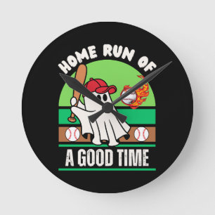 Reloj Redondo Mediano Jugador de béisbol fantasma Halloween