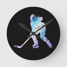 Reloj Redondo Mediano Jugador de hockey multicolor