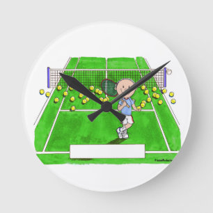 Reloj Redondo Mediano Jugador de tenis, varón - dibujo animado
