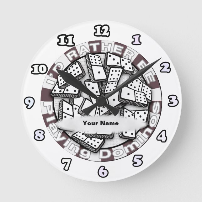 Reloj Redondo Mediano Jugar Dominó Preferiblemente (Anverso)