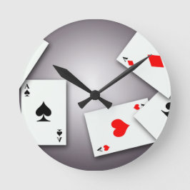 RELOJ REDONDO MEDIANO JUGAR TARJETAS JUEGOS POKER BLACKJACK GAMBLING GOF