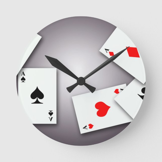 RELOJ REDONDO MEDIANO JUGAR TARJETAS JUEGOS POKER BLACKJACK GAMBLING GOF (Anverso)