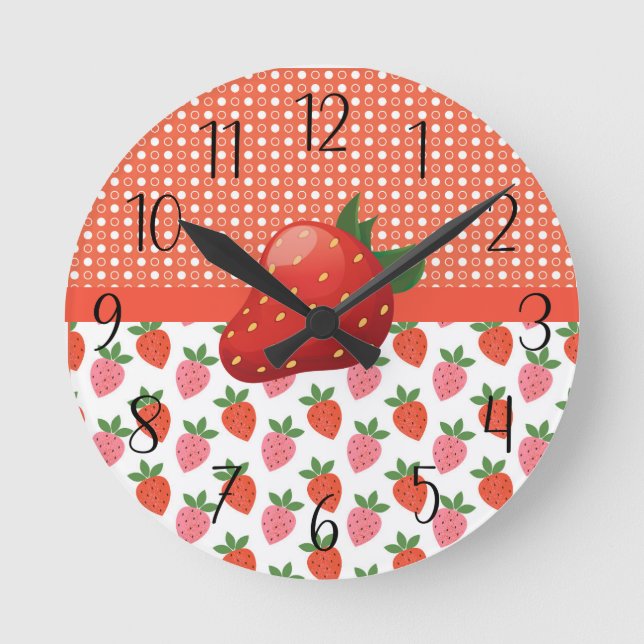 Reloj Redondo Mediano Juicy Strawberry alegre (Anverso)