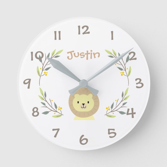 Reloj Redondo Mediano Jungle Safari Animals Kids Nursery Wall Clock (Anverso)
