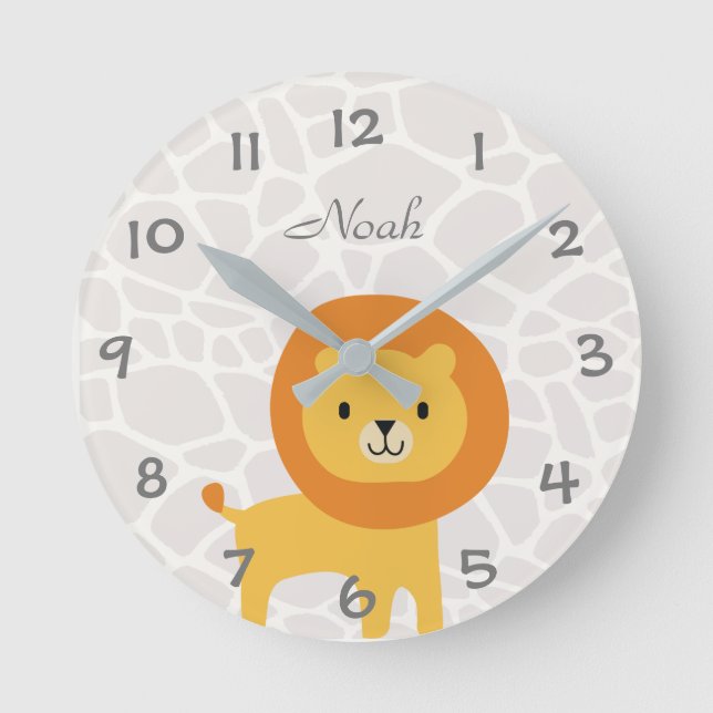 Reloj Redondo Mediano Jungle Safari Lion Kids/Nursery Wall Clock (Anverso)