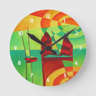 Reloj Redondo Mediano Juntas chinas en aguas aún cubismo arte