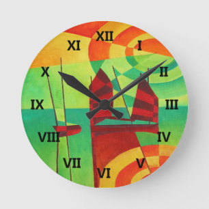 Reloj Redondo Mediano Juntas chinas en aguas aún cubismo arte