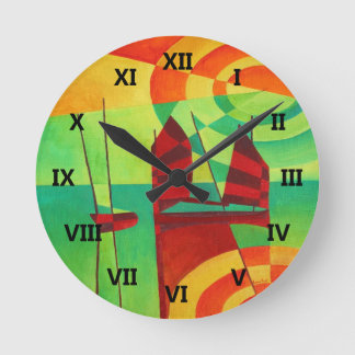 Reloj Redondo Mediano Juntas chinas en aguas aún cubismo arte
