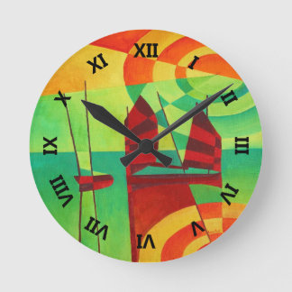 Reloj Redondo Mediano Juntas chinas en aguas aún cubismo arte