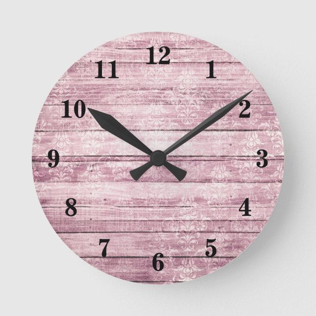 Reloj Redondo Mediano Juntas rusticas de graneros Shabby Madera con prob (Anverso)
