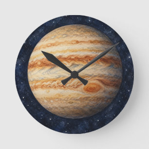 Reloj Redondo Mediano Júpiter acuarela