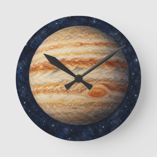 Reloj Redondo Mediano Júpiter acuarela