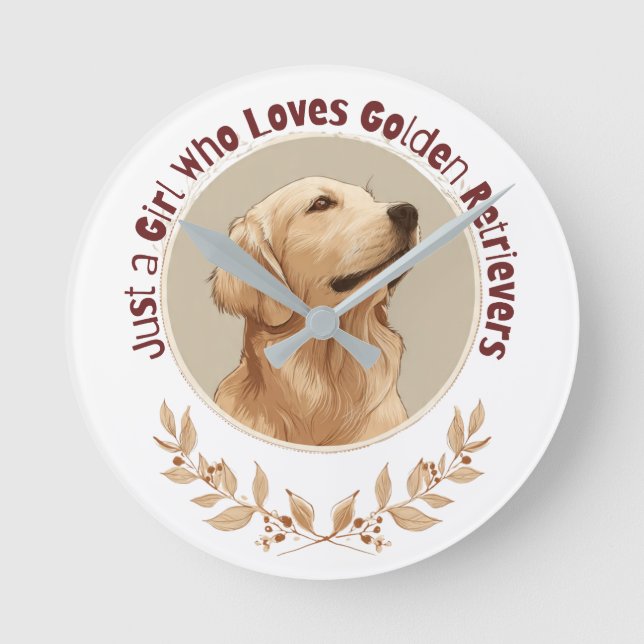 Reloj Redondo Mediano Just a Girl Who Loves Golden Retrievers  (Anverso)