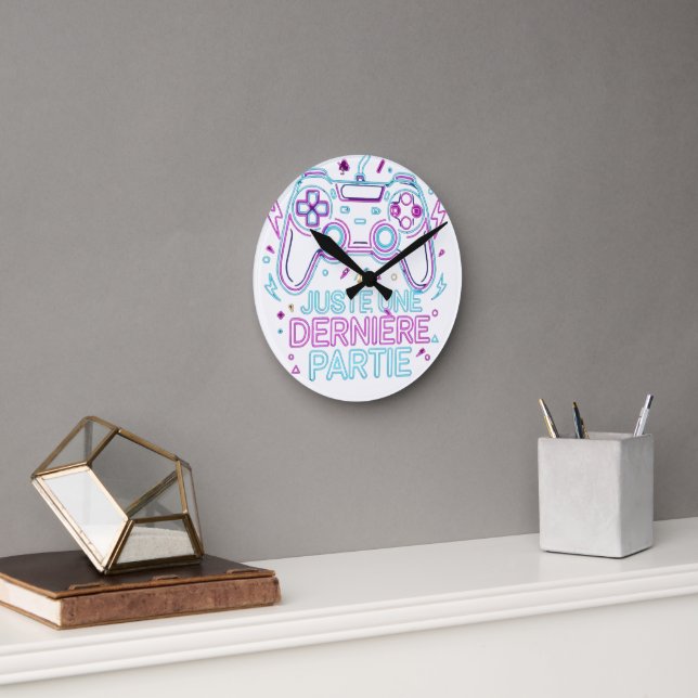 Reloj Redondo Mediano Juste Une Dernière Partie Gamer Wall Clock - Retro (Oficina)