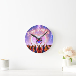 Reloj Redondo Mediano K-pop es mi vida cruzada por la galaxia