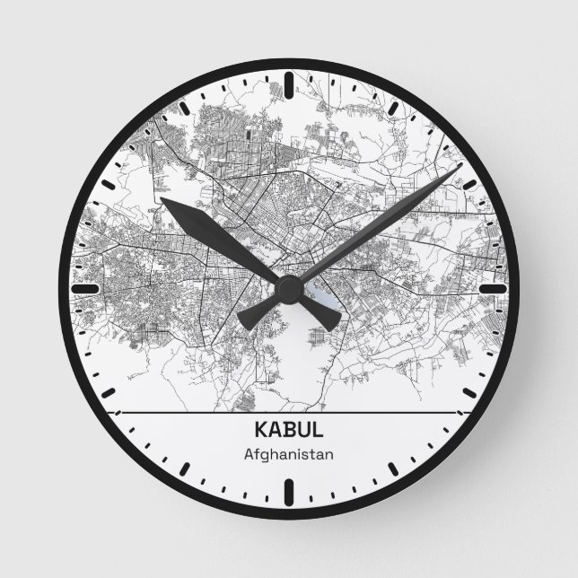 Reloj Redondo Mediano Kabul Clock City Line Art (Anverso)