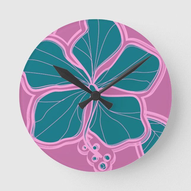 Reloj Redondo Mediano Kailua Hibiscus Hawaii Clocks Muros (Anverso)