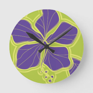 Reloj Redondo Mediano Kailua Hibiscus Hawaii Clocks Muros