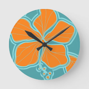 Reloj Redondo Mediano Kailua Hibiscus Hawaii Clocks Muros