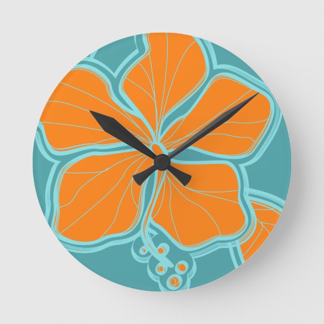 Reloj Redondo Mediano Kailua Hibiscus Hawaii Clocks Muros (Anverso)