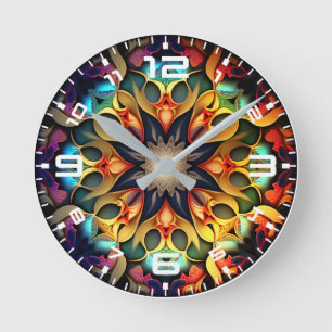 Reloj Redondo Mediano Kaleidoscope Mandala Flower Design-23091