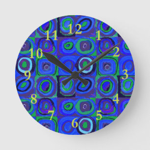 Reloj Redondo Mediano Kandinsky Farbstudie Blue Quadrate Square Circle