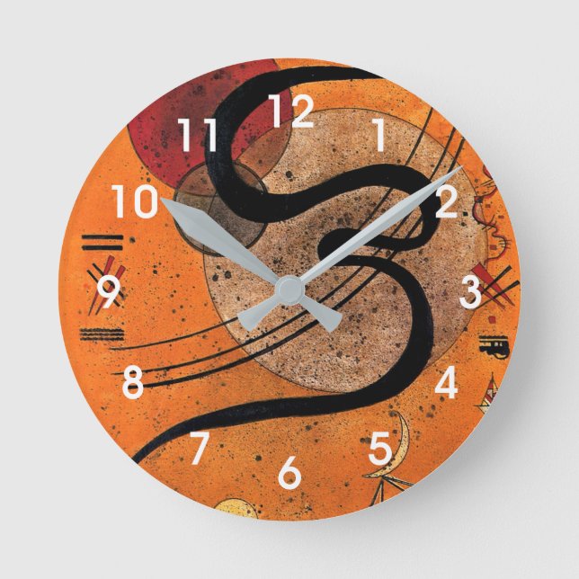 Reloj Redondo Mediano Kandinsky - Línea del estado del ánimo, arte abstr (Anverso)