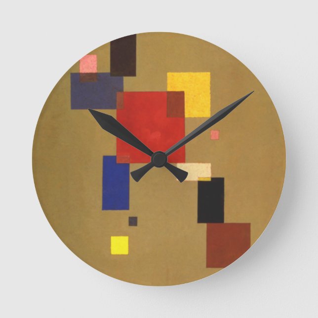Reloj Redondo Mediano Kandinsky Trece Rectángulos Resumen Pintura (Anverso)