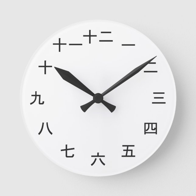 Reloj Redondo Mediano Kanji Clock 1-12 (Anverso)