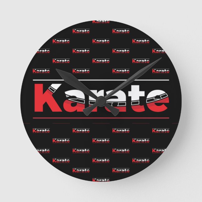 Reloj Redondo Mediano Karate Martial Arts Red (Anverso)