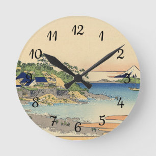 Reloj Redondo Mediano Katsushika Hokusai Enoshima en la provincia de Sag
