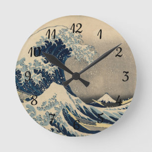 Reloj Redondo Mediano Katsushika Hokusai. La gran ola de Kanagawa  