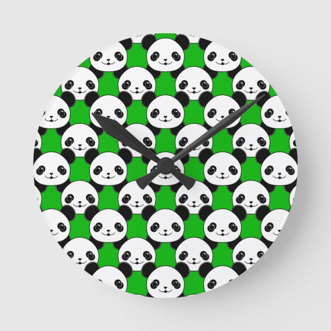 Reloj Redondo Mediano Kawaii Panda Bear Pattern (Anverso)