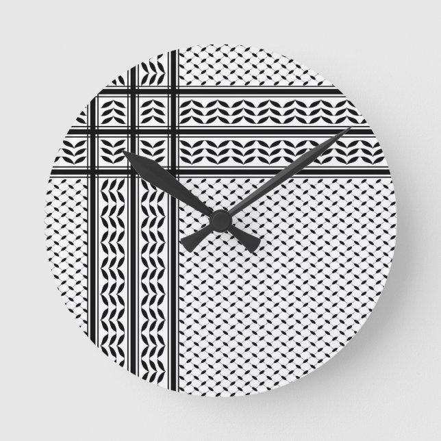 Reloj Redondo Mediano Keffiyeh Symbol of Palestine Resistance Pattern (Anverso)