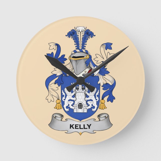 Reloj Redondo Mediano Kelly Coat of Arms Clock (Anverso)