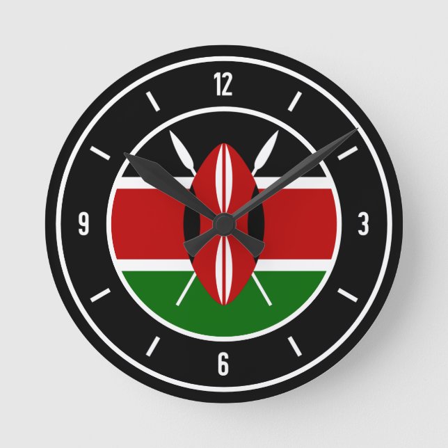 Reloj Redondo Mediano Kenya Flag Elegant (Anverso)