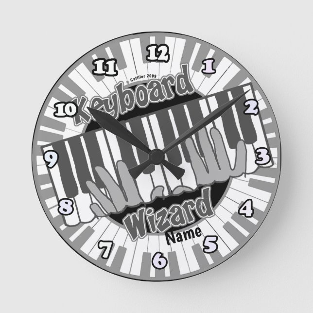 Reloj Redondo Mediano Keyboard Wizard  clock (Anverso)