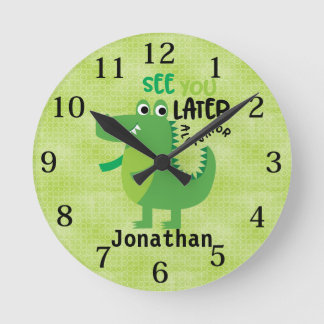 Reloj Redondo Mediano Kids Green nos vemos más tarde lagarto personaliza
