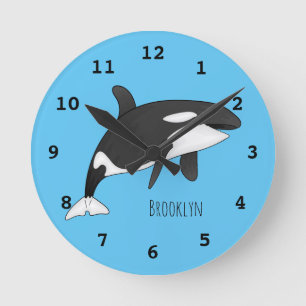 Reloj Redondo Mediano Killer whale cartoon illustration 