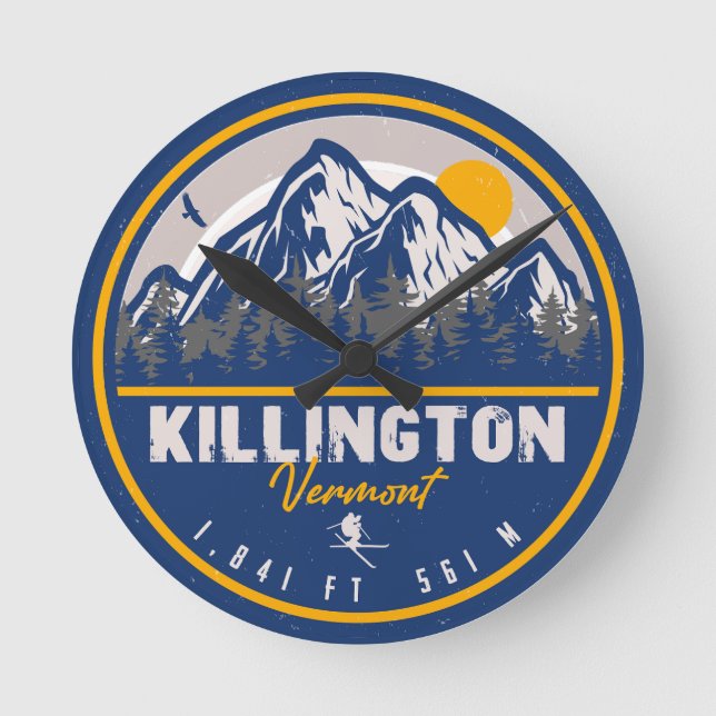 Reloj Redondo Mediano Killington Vermont Retro Sunset Skopie Souvenirs (Anverso)