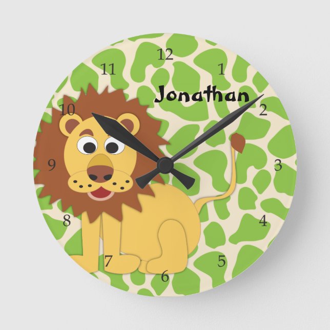 Reloj Redondo Mediano King of the Jungle/Lion Personalized Wall Clock (Anverso)