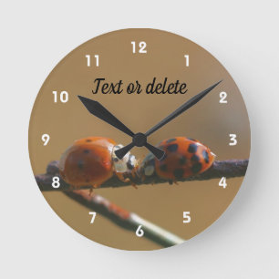 Reloj Redondo Mediano Kissing Ladybugs On A Wire Fence Personalized